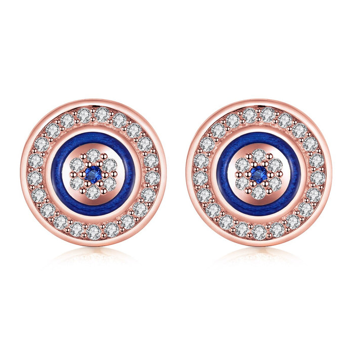 925 Sterling Silver Blue Evil Eye Stud Earrings
