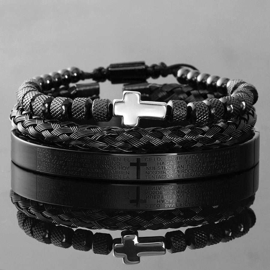 Men's Spanish Stainless Steel Cross Bracelet