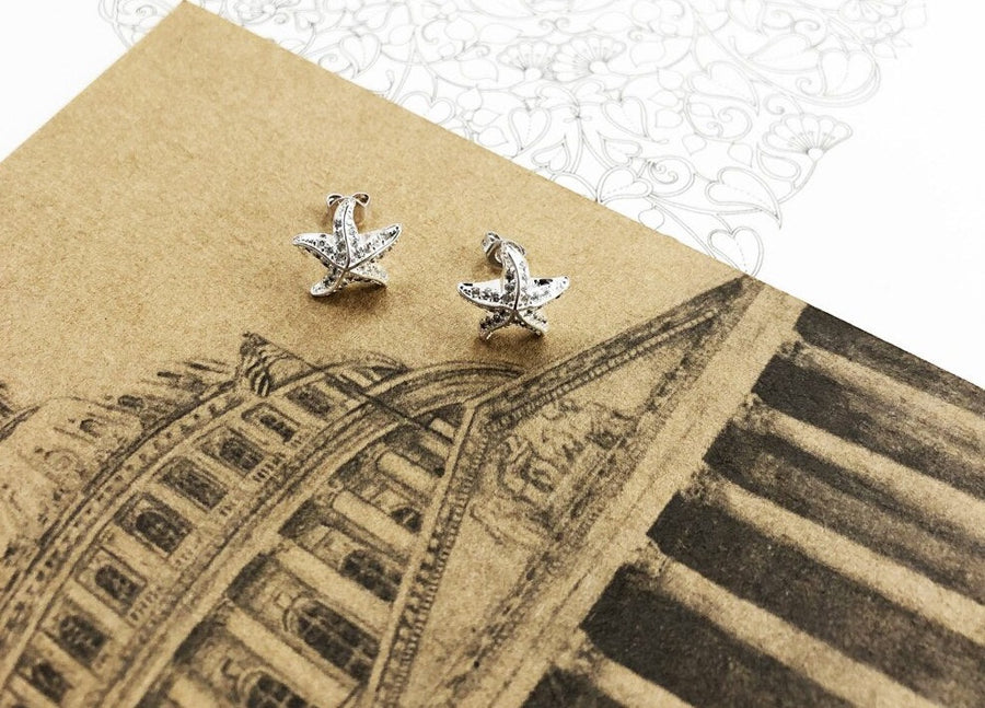 925 Sterling Silver Starfish Stud Earrings