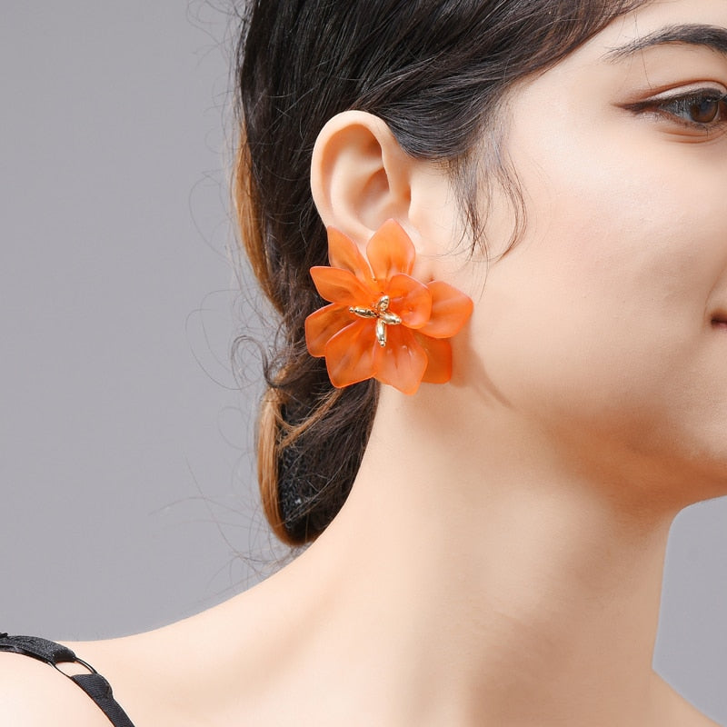 Statement Acrylic Floral Flower Drop Earrings