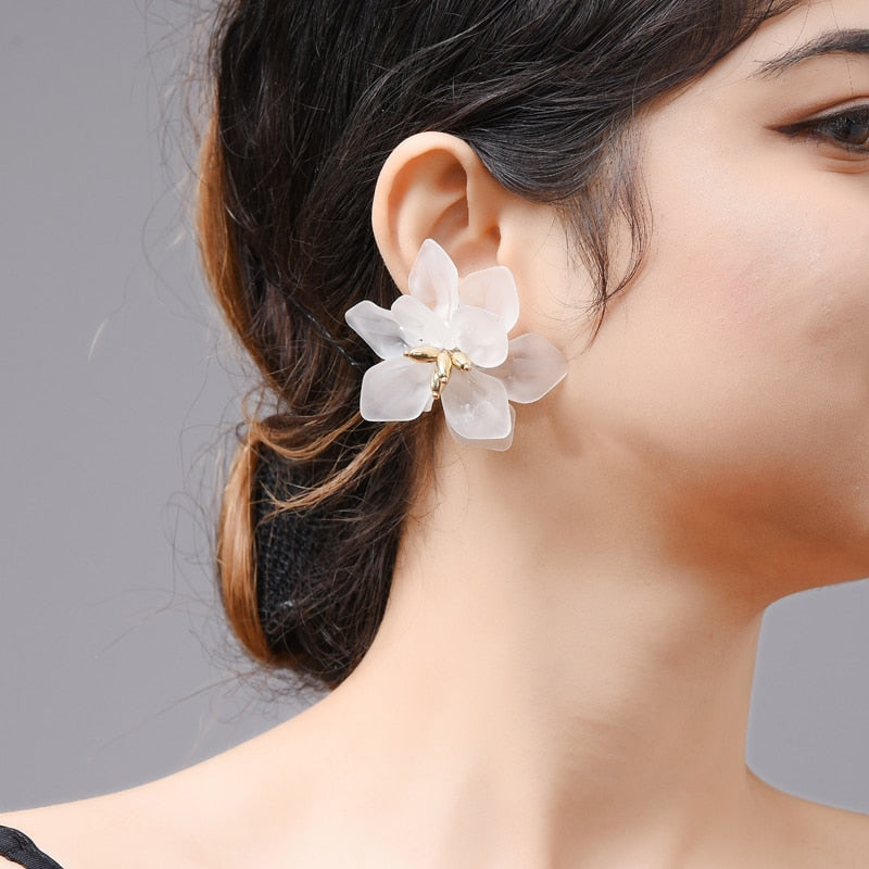 Statement Acrylic Floral Flower Drop Earrings