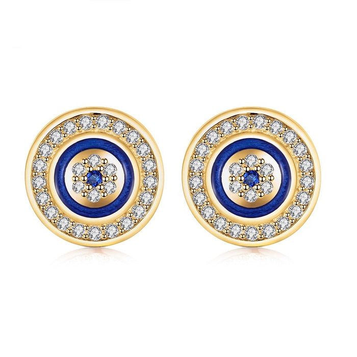 925 Sterling Silver Blue Evil Eye Stud Earrings
