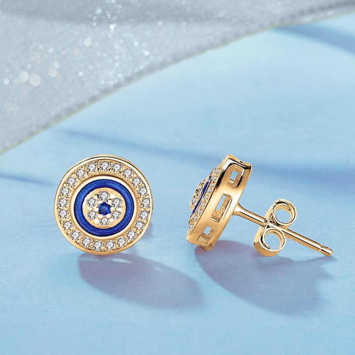 925 Sterling Silver Blue Evil Eye Stud Earrings