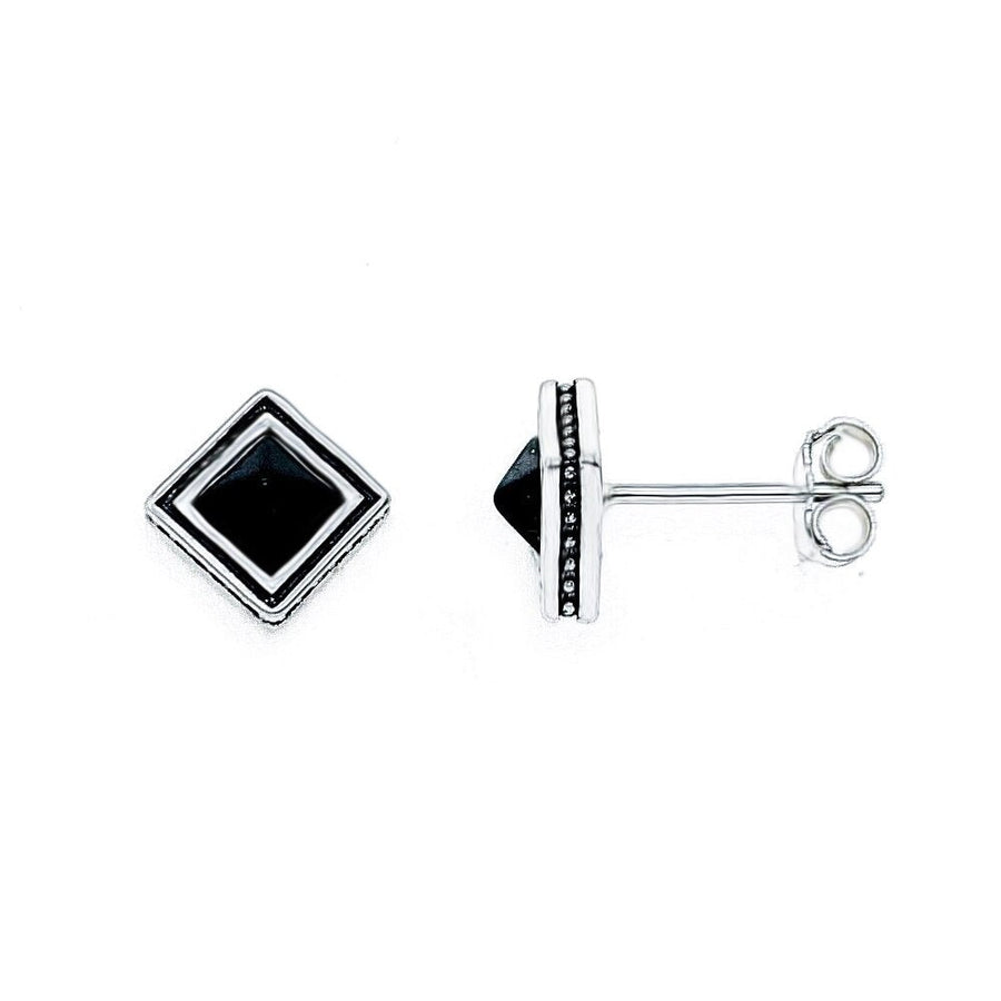 925 Sterling Silver Square Pyramid Stud Earrings