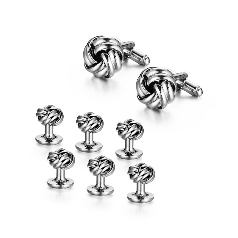 Men's Silver Knot Cufflink & Shirt Stud Buttons – Halo’s London