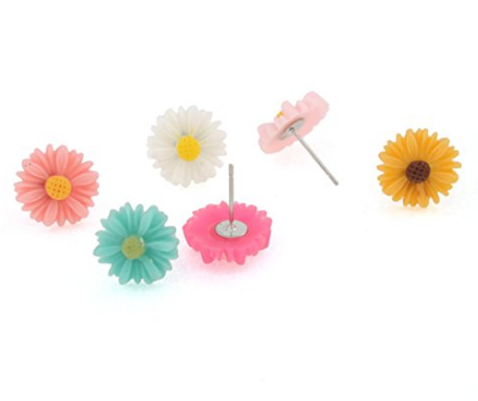 Hypoallergenic Daisy Plastic Stud Girl's Earrings