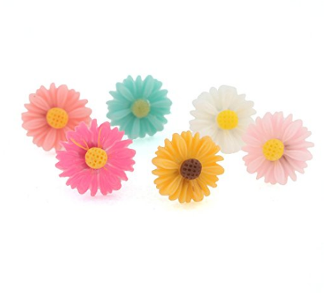 Hypoallergenic Daisy Plastic Stud Girl's Earrings