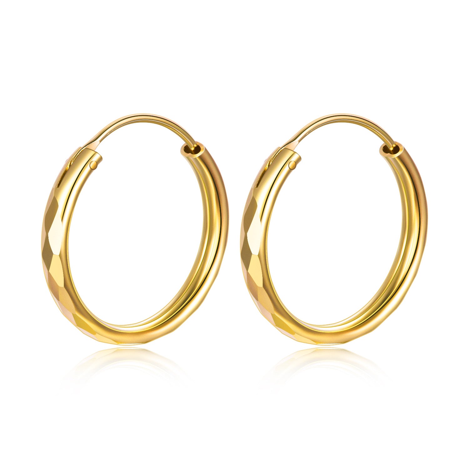 9ct gold diamond cut hoop earrings 20mm sleepers + Gift Box – Halo’s London