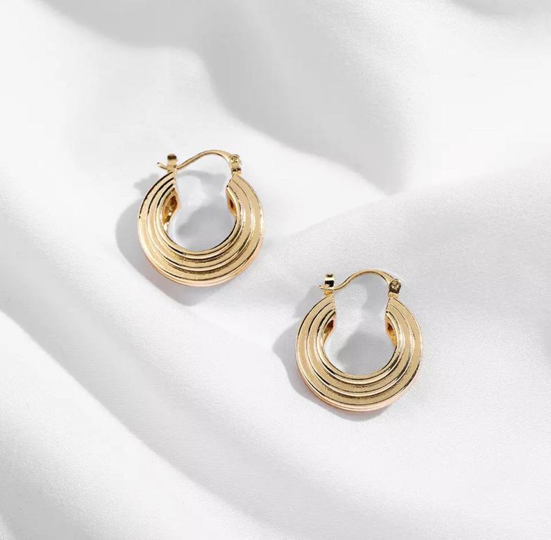 9ct Yellow Gold Filled Chunky Gold Hoop Earrings