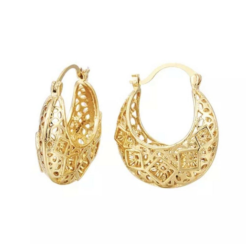 18ct Gold Filled Women's Stylish Basket Earrings