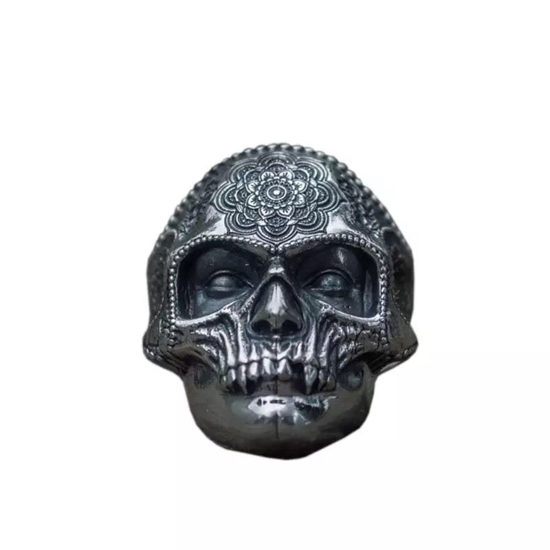 Mens Stainless Steel Skull Mask Purge Ring