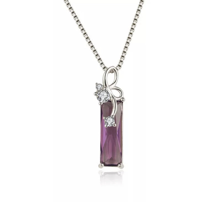 Amethyst Pendant On Sterling Silver Necklace