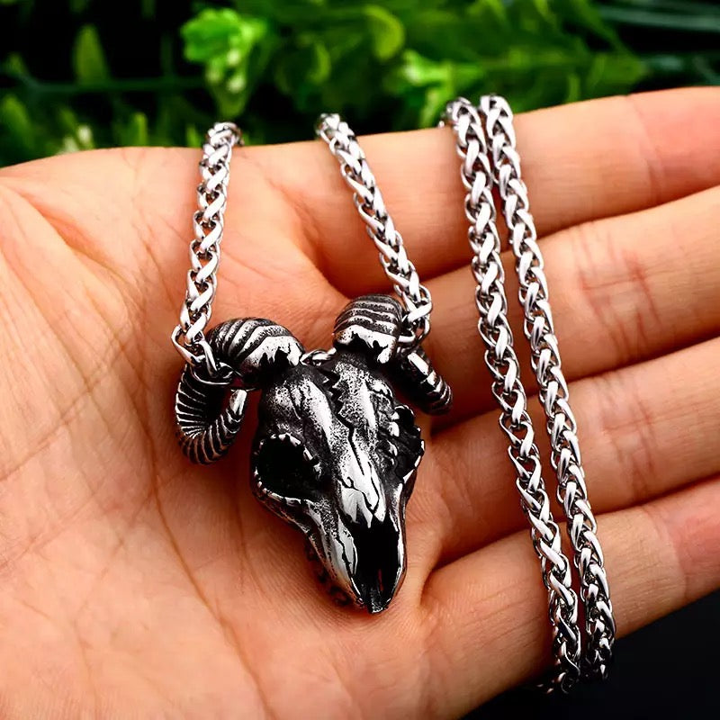 Rams Head 'All Seeing Eye' Stainless Steel Necklace