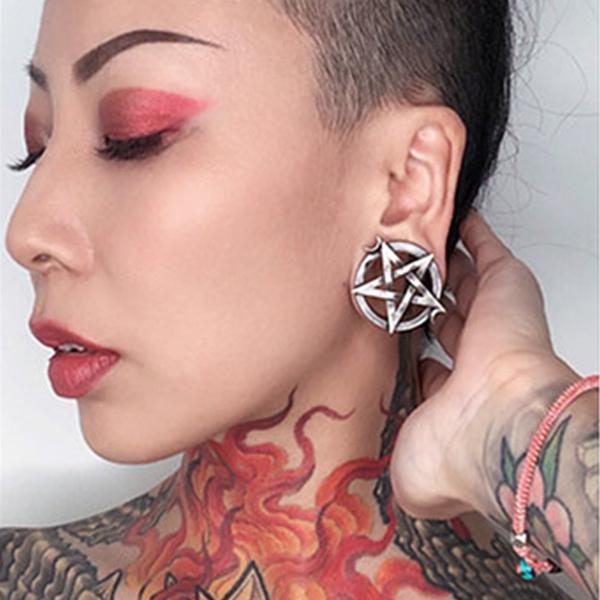 Pentagram Surgical Steel Ear Plugs | 8mm - 25mm
