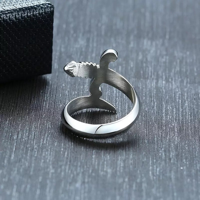 Men's Silver Dagger Sword Ring