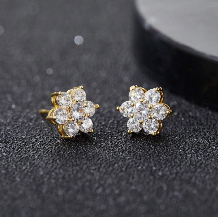 Sterling Silver Pavé Five-pointed Crystal Star Stud Earrings