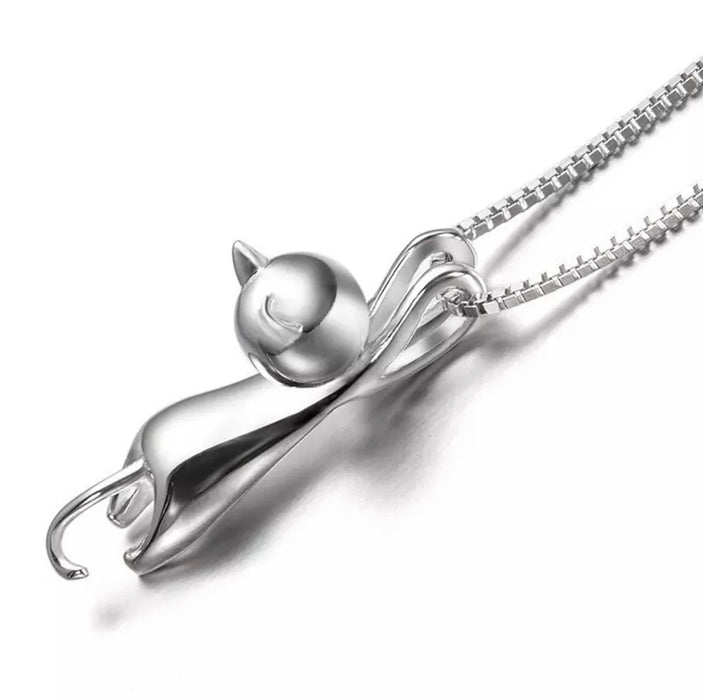 925 Sterling Silver Cat Pendant Necklace