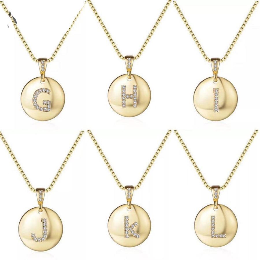 Gold Crystal Initial Letter Necklace