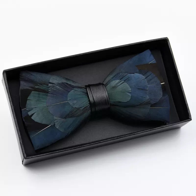Men's Bow Tie & Bird Feather Brooch Set 'Gift Box Collection'