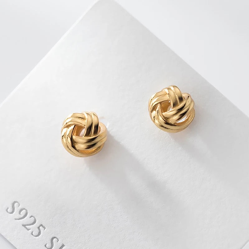 9ct Gold & Silver Celtic Knot Ladies Stud Earrings