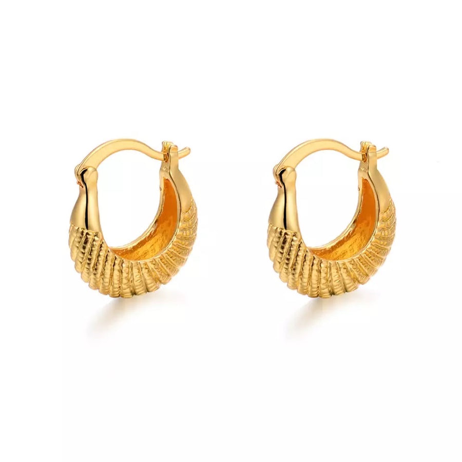 9ct Gold Plated Basket Hoop Earrings