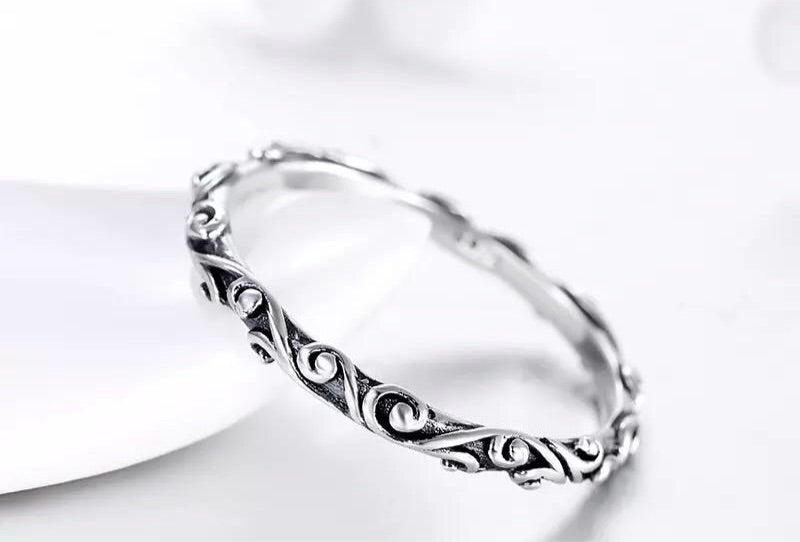 Sterling Silver Stackable Filigree Ladies Ring