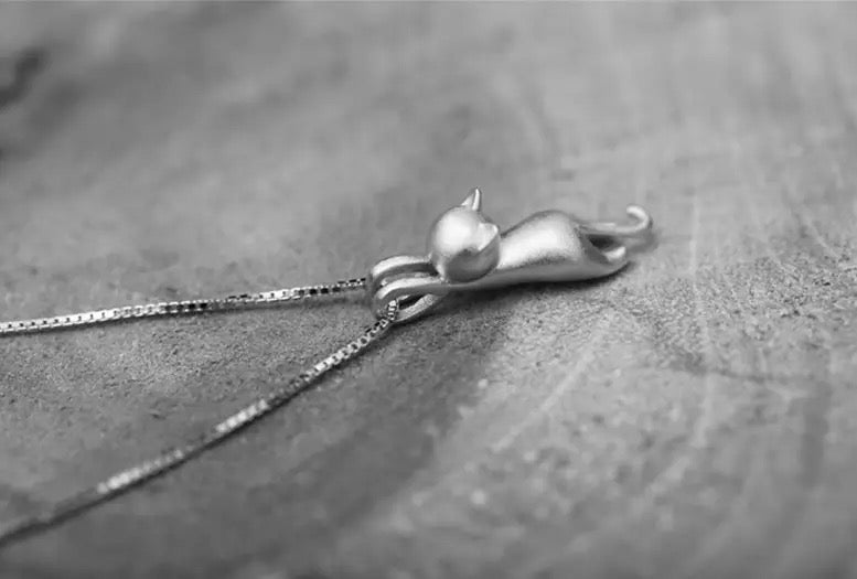 925 Sterling Silver Cat Pendant Necklace