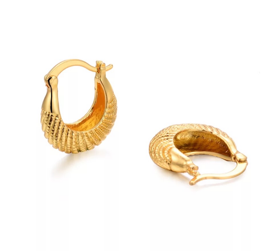 9ct Gold Plated Basket Hoop Earrings