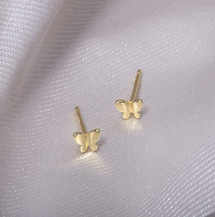 Sterling Silver Tiny Butterfly Stud Earrings