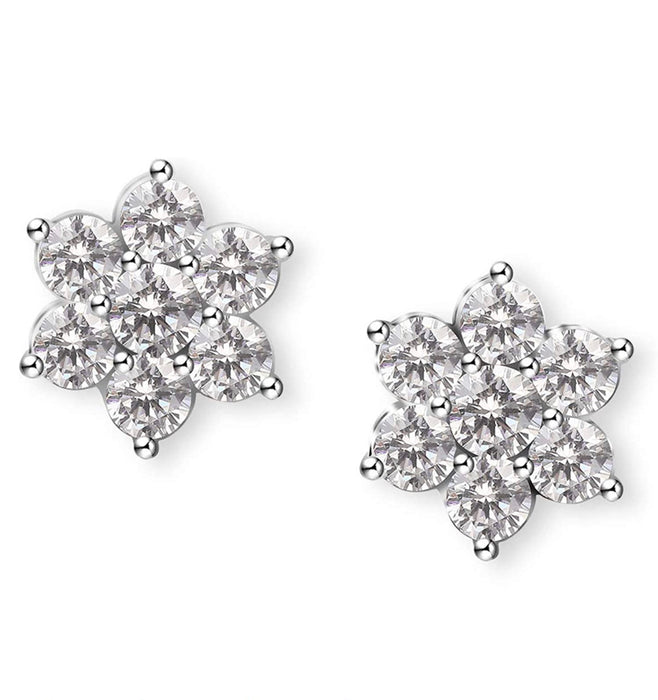 Sterling Silver Pavé Five-pointed Crystal Star Stud Earrings