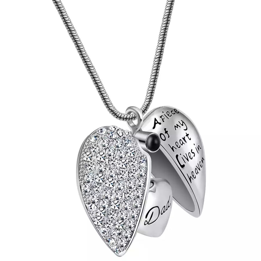 Silver Open Heart Family Memory Necklace