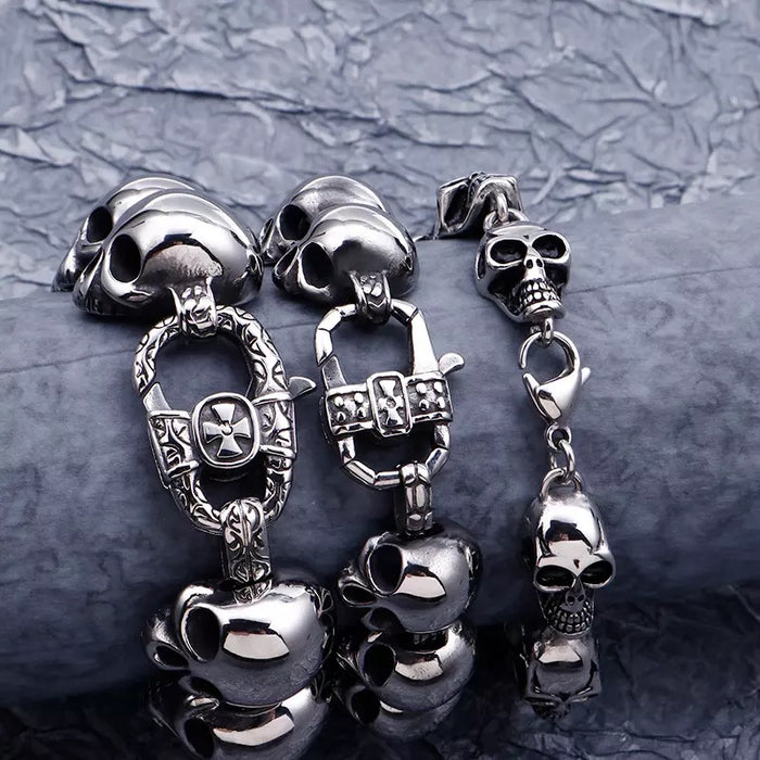 Men's Stainless Steel Skull Head Bracelet Collection