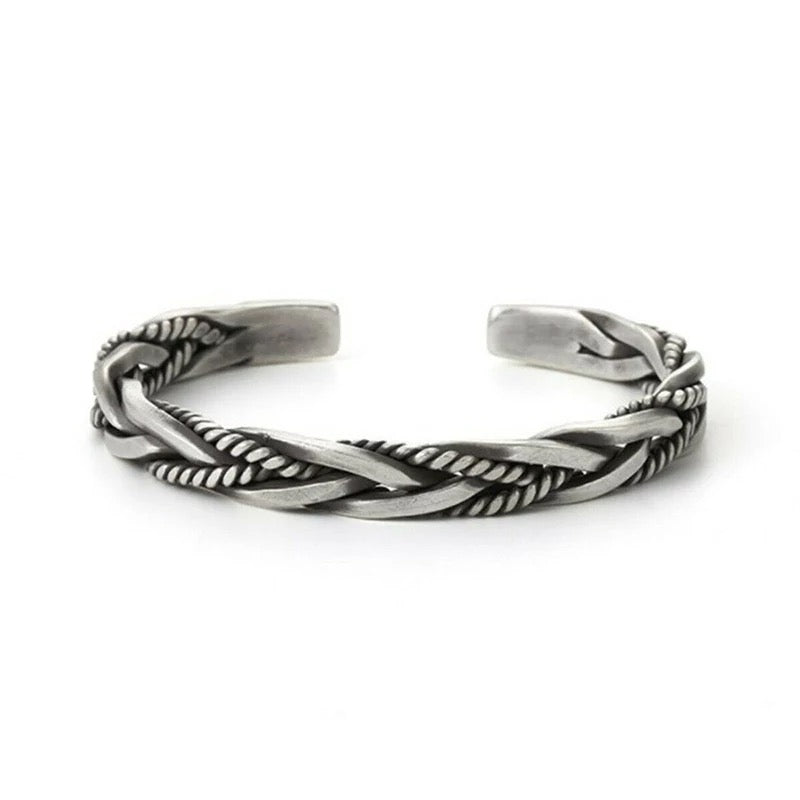 Sterling Silver Twisted Woven Bracelet Neutral Retro