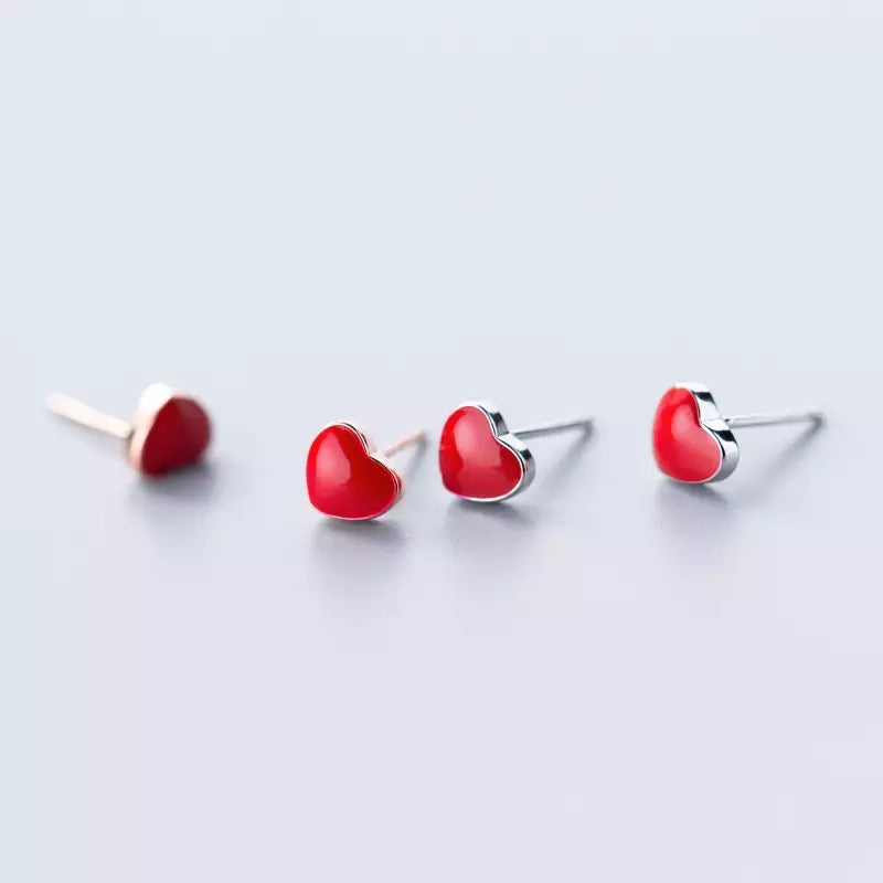 Sterling Silver Shiny Red 5mm Stud Earrings