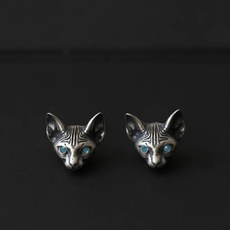 Egyptian Hairless Cat Sphynx Stud Earrings