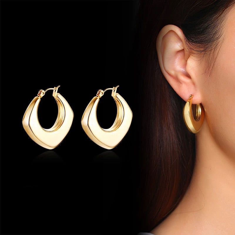 9ct Gold Filled Chunky Square Hoop Earrings