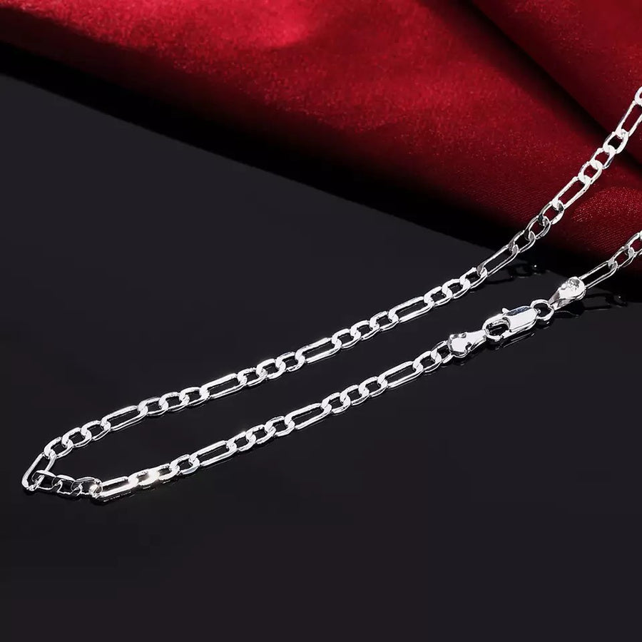 925 Sterling Silver 16-30 Inches Figaro Chain Necklace 4MM