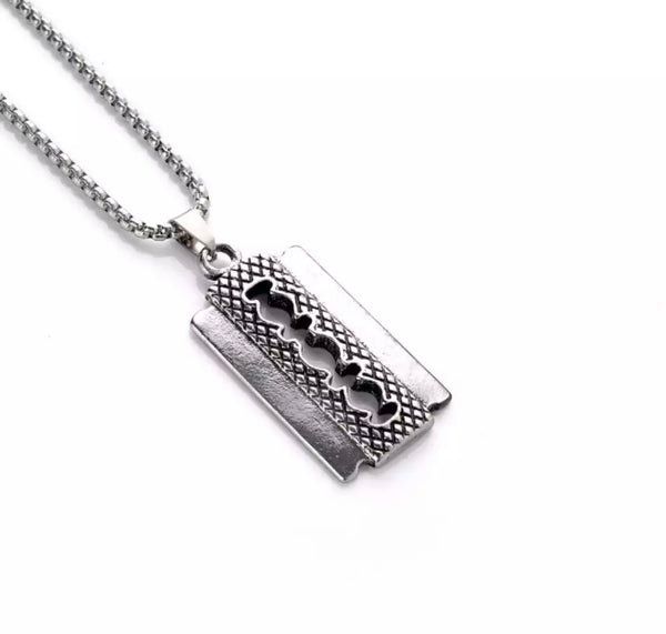 Sterling silver sale razor blade necklace