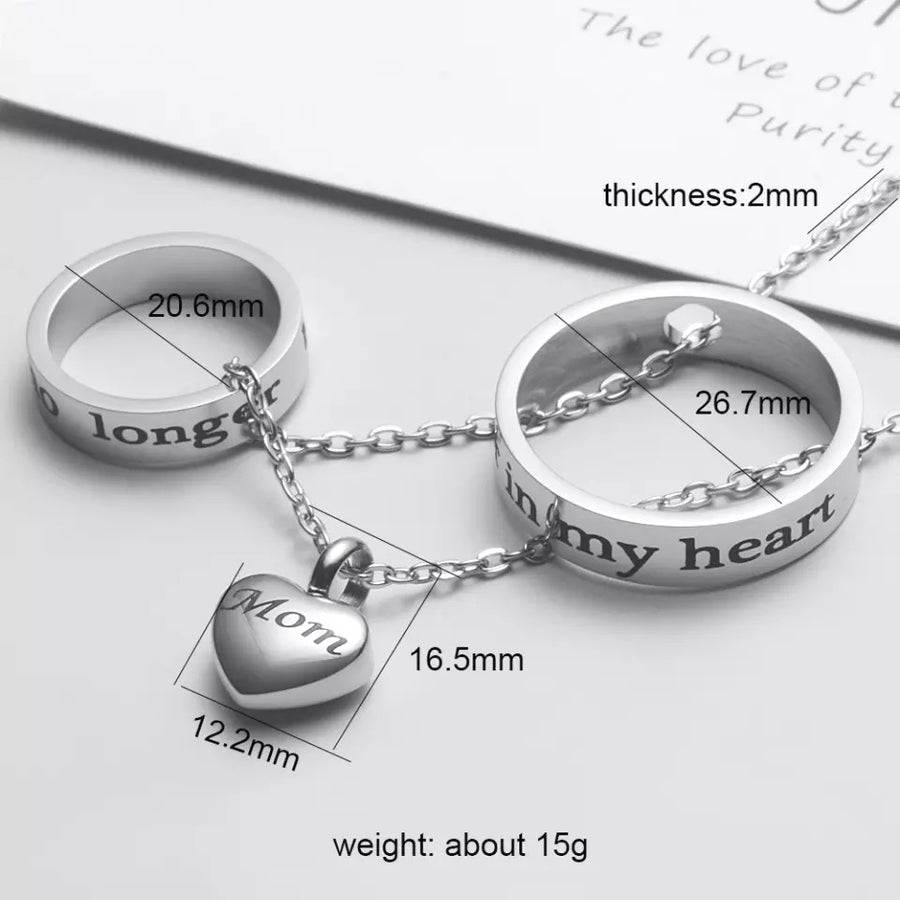 Stainless Steel Family Memorial Heart Necklace