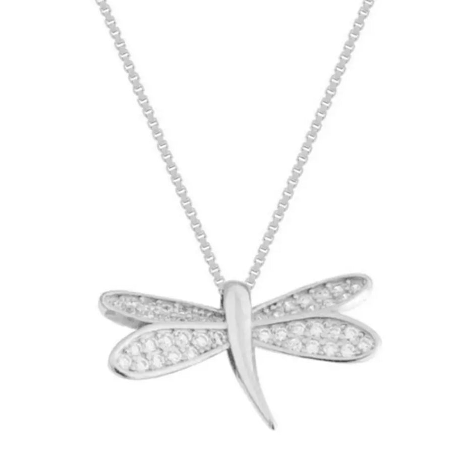 Sterling Silver Ladies Dragonfly Necklace