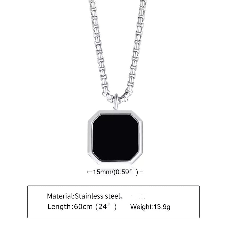 Men's Black Onyx Octagon Pendant Necklace
