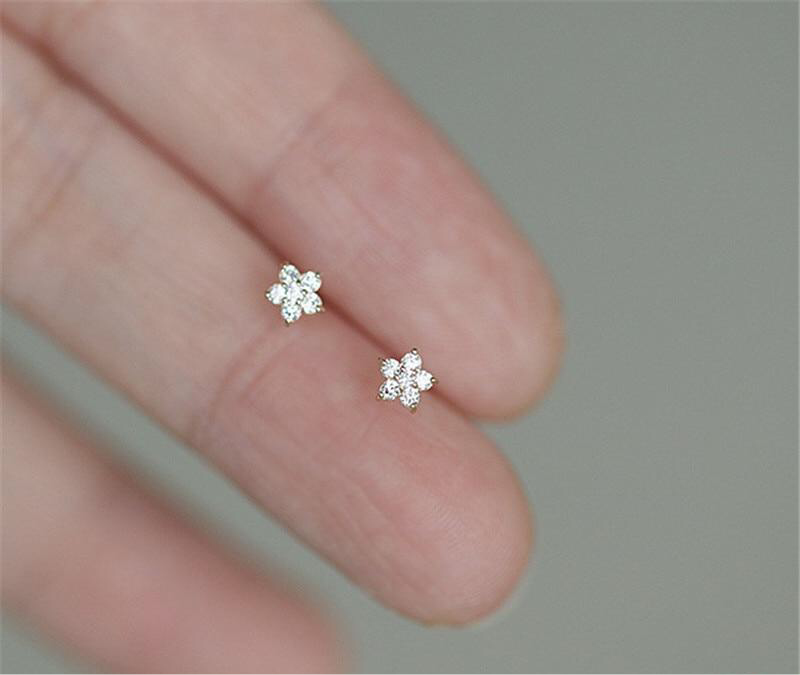 Sterling Silver Pavé Five-pointed Crystal Star Stud Earrings