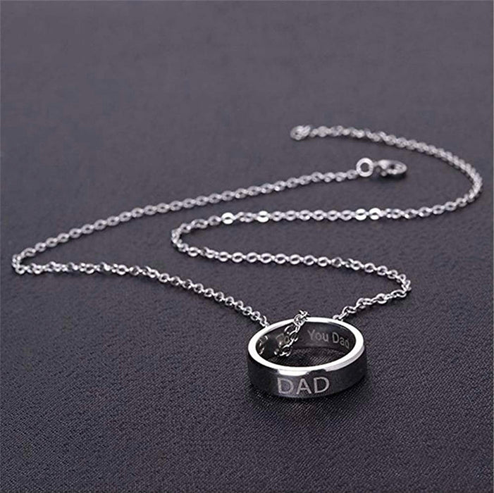 Titanium Steel Silver Dad Ring Necklace