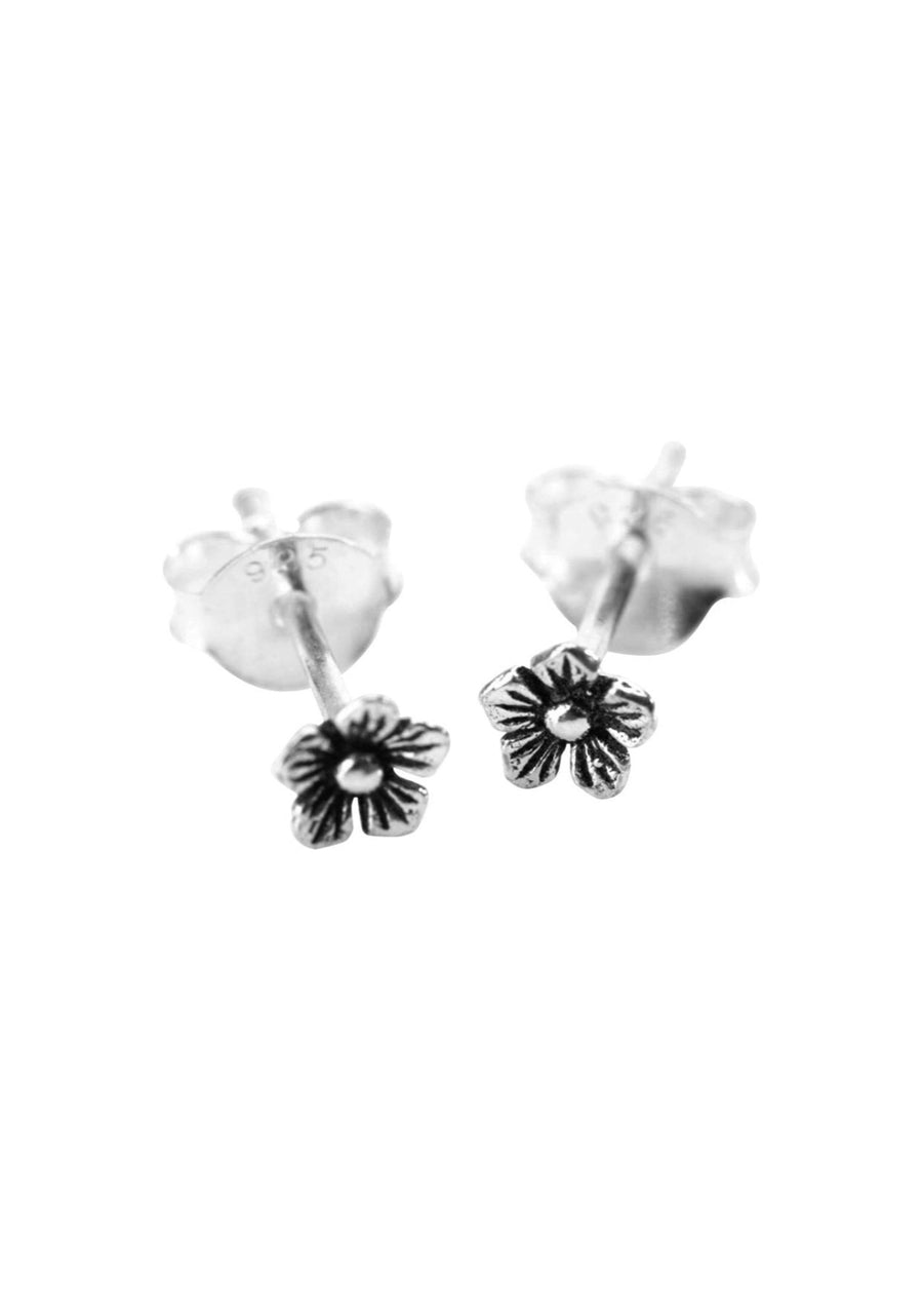 Small Vintage Sterling Silver Flower Stud Earrings