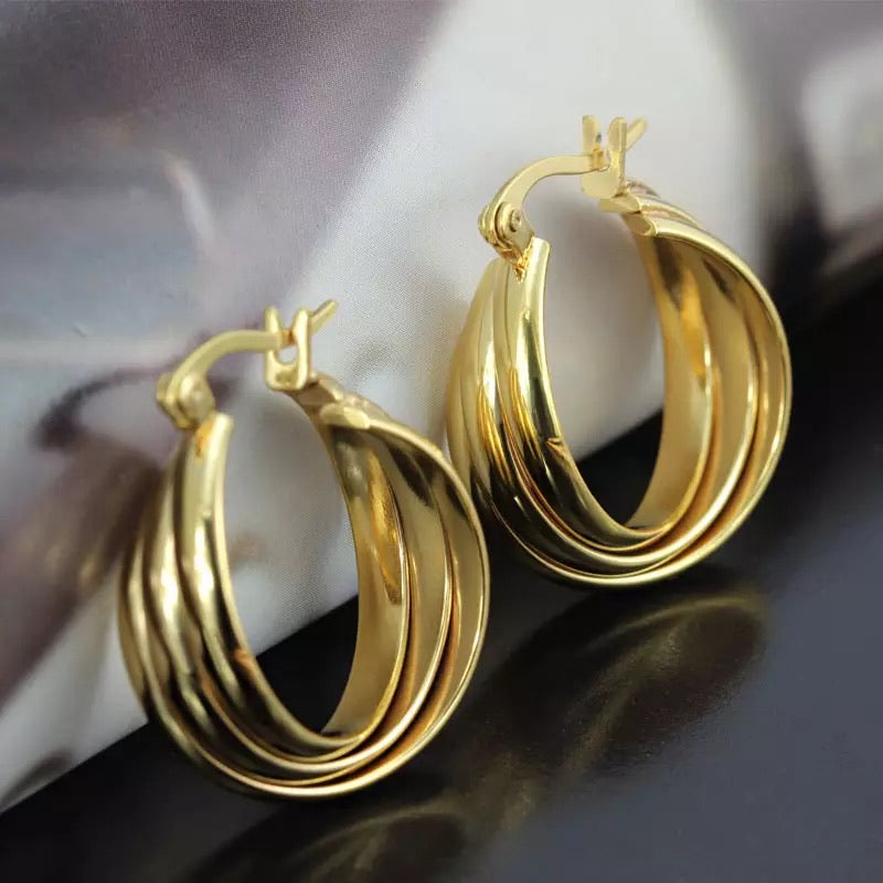 9ct Gold Filled Twist Hoop Earrings