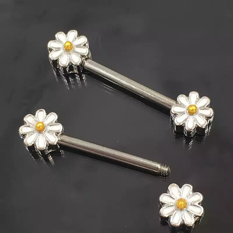 Surgical Steel Industrial Daisy Barbell Nipple Ring