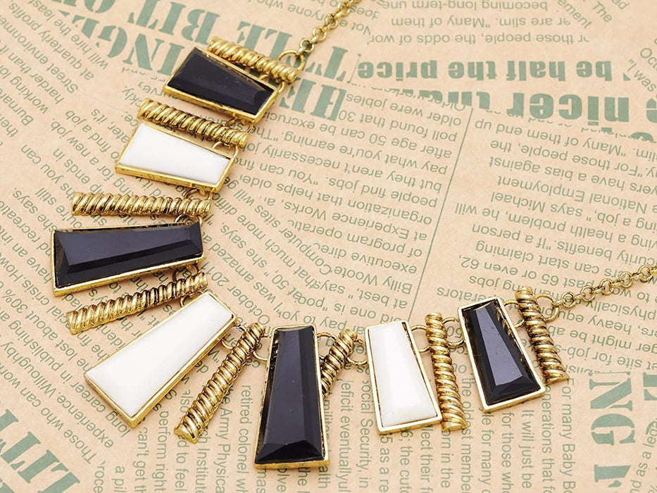 Black & White Mosaic Statement Necklace