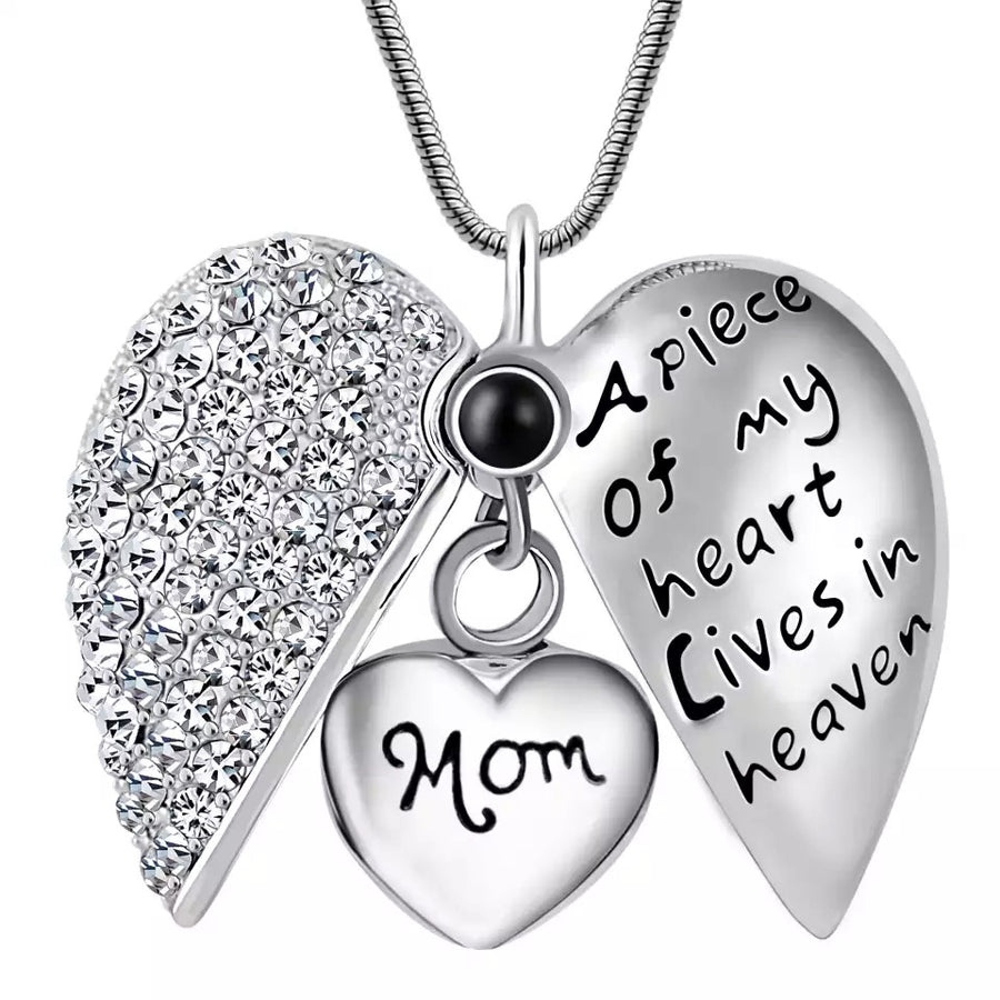 Silver Open Heart Family Memory Necklace