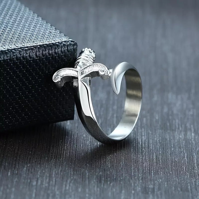 Men's Silver Dagger Sword Ring