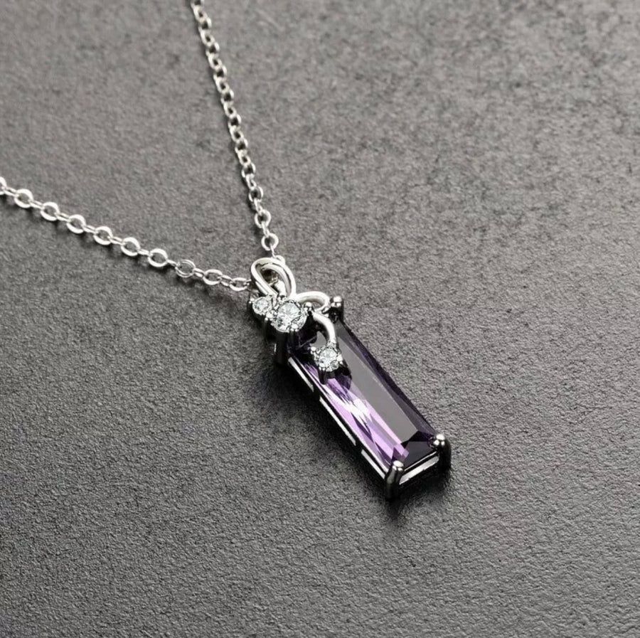 Amethyst Pendant On Sterling Silver Necklace